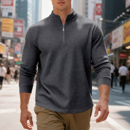 Herren Sportpullover Strukturiert Modern Halb Reißverschluss
