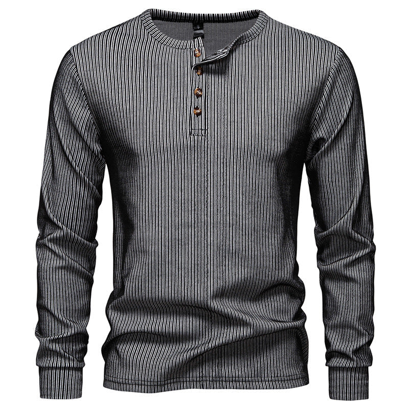 Men's Long-Sleeve Shirt Striped Pattern Modern Style