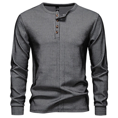 Men's Long-Sleeve Shirt Striped Pattern Modern Style