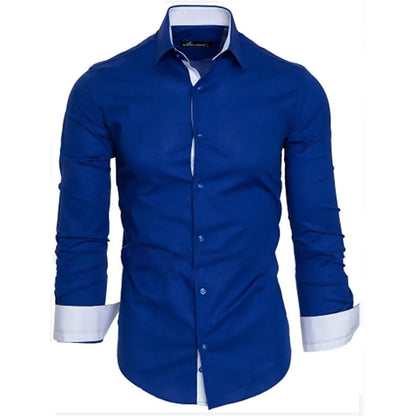 Men's Elegant Long-Sleeve Shirt with Contrast Cuffs