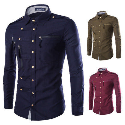 Herren Hemd Modern mit Vielfach-Taschen Premium Qualität - IdealeKleiden