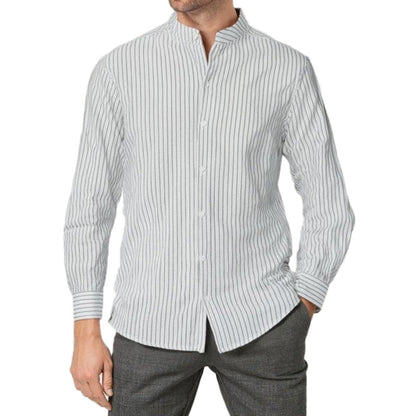 Men's Shirt Modern Striped Stand-up Collar Elegance