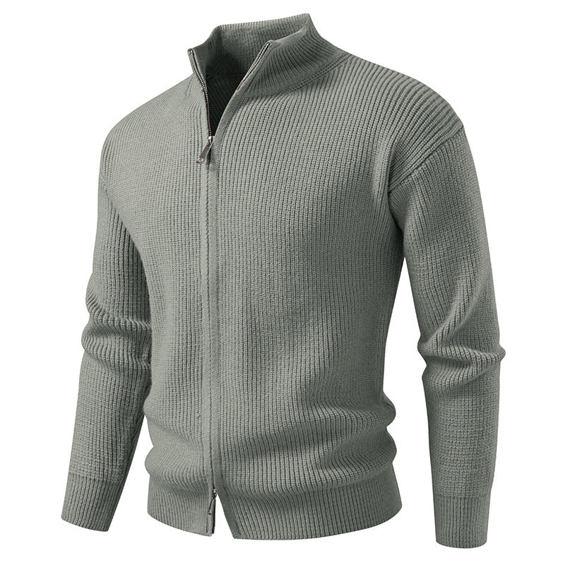 Herren Strickjacke Hochkragen Moderner Reißverschluss