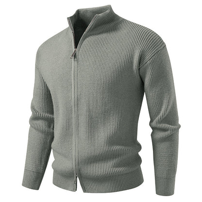 Herren Strickjacke Hochkragen Moderner Reißverschluss