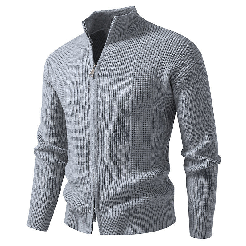 Men's High Collar Cardigan Modern Snap Closure