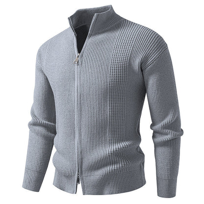 Men's High Collar Cardigan Modern Snap Closure