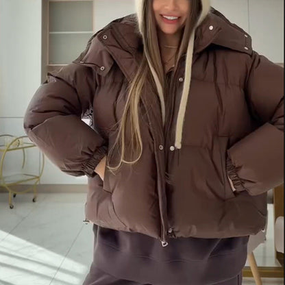 Women's Quilted Jacket Warm Hooded Winter Jacket