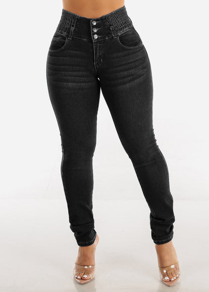 Damen High-Waist Skinny Jeans Stretch Elegant