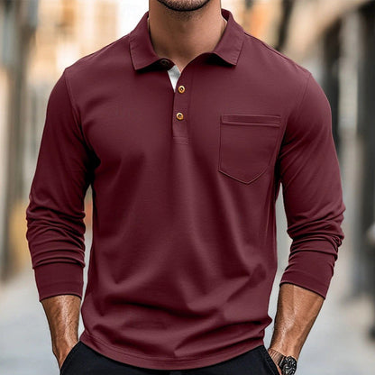 Slim Fit Long Sleeve Cotton Polo Shirt Elegant