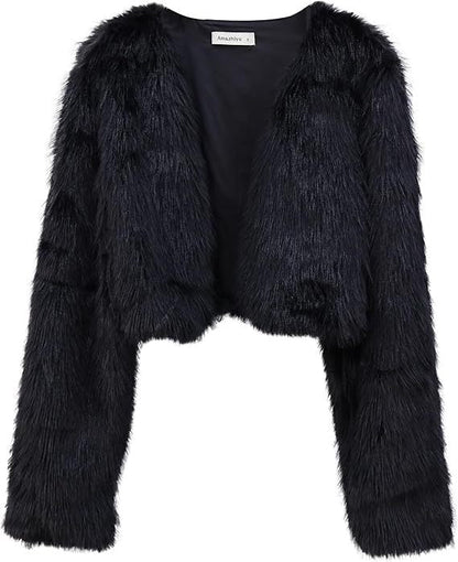 Women's Short Jacket Fluffy Open Cut Chic