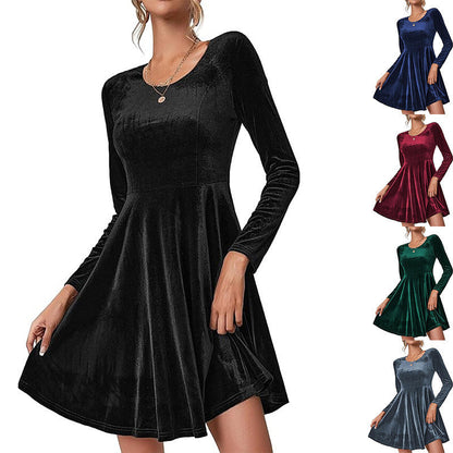Damen Samt Abendkleid Elegant Lang - IdealeKleiden