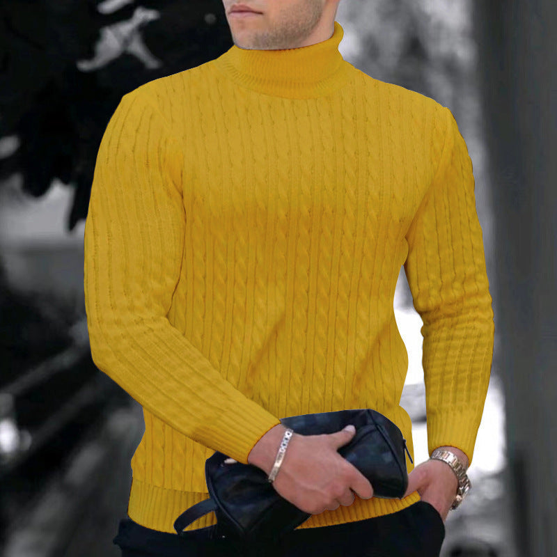 Men's Turtleneck Sweater Elegant Cable Knit Design