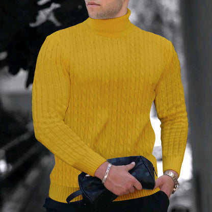 Men's Turtleneck Sweater Elegant Cable Knit Design