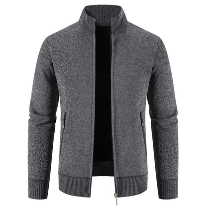 Men's Cardigan Elegant High Collar Zipper Pockets