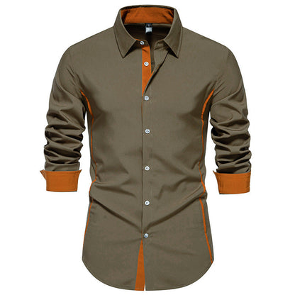 Herren Langarmhemd Modern Kontrast Details