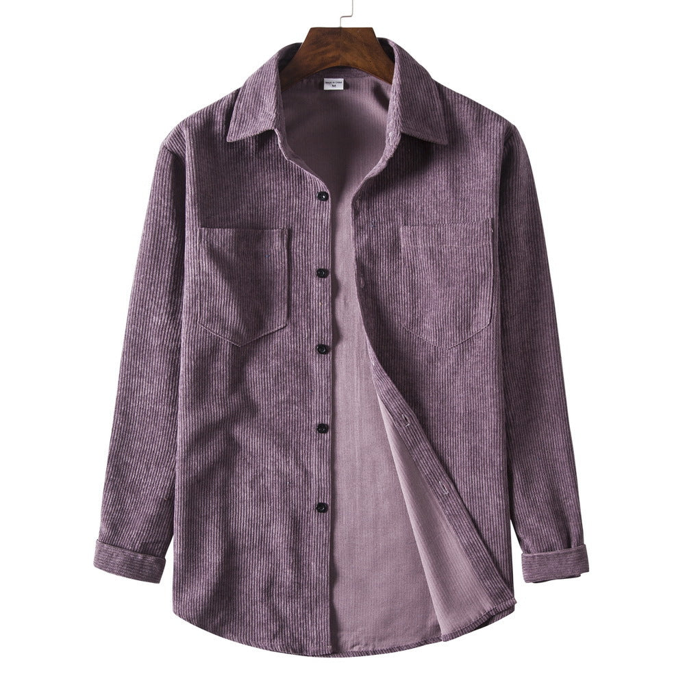 Men's Corduroy Shirt Elegant Button-Down Design