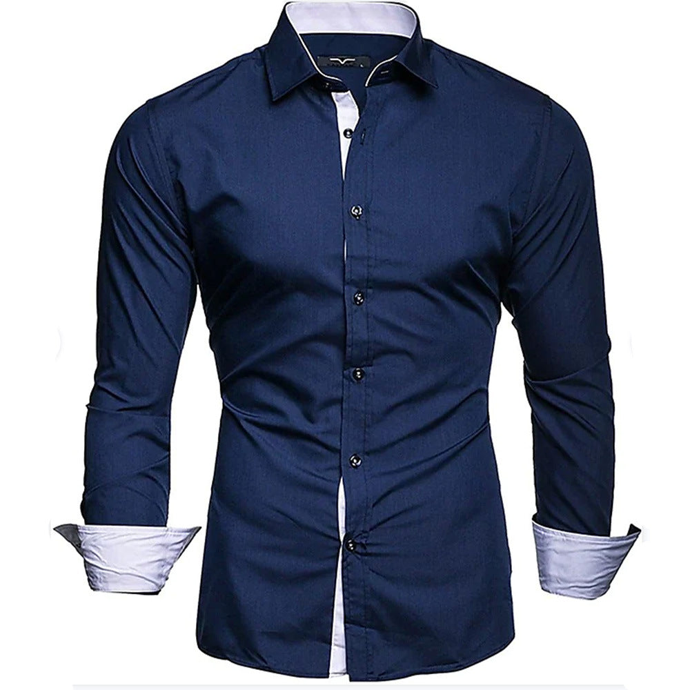 Men's Elegant Long-Sleeve Shirt with Contrast Cuffs
