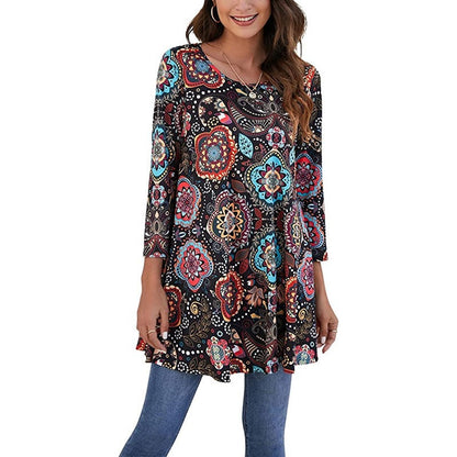 Women's Tunic Mandala Print Summer Dress Elegant