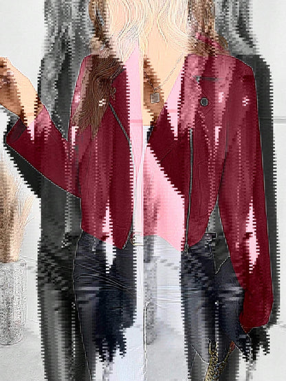 Women's Leather Biker Jacket Asymmetrical Elegant