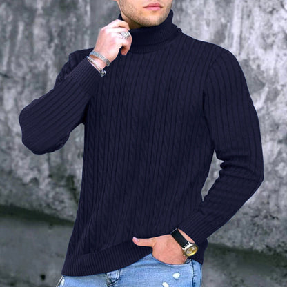 Men's Turtleneck Sweater Elegant Cable Knit Design