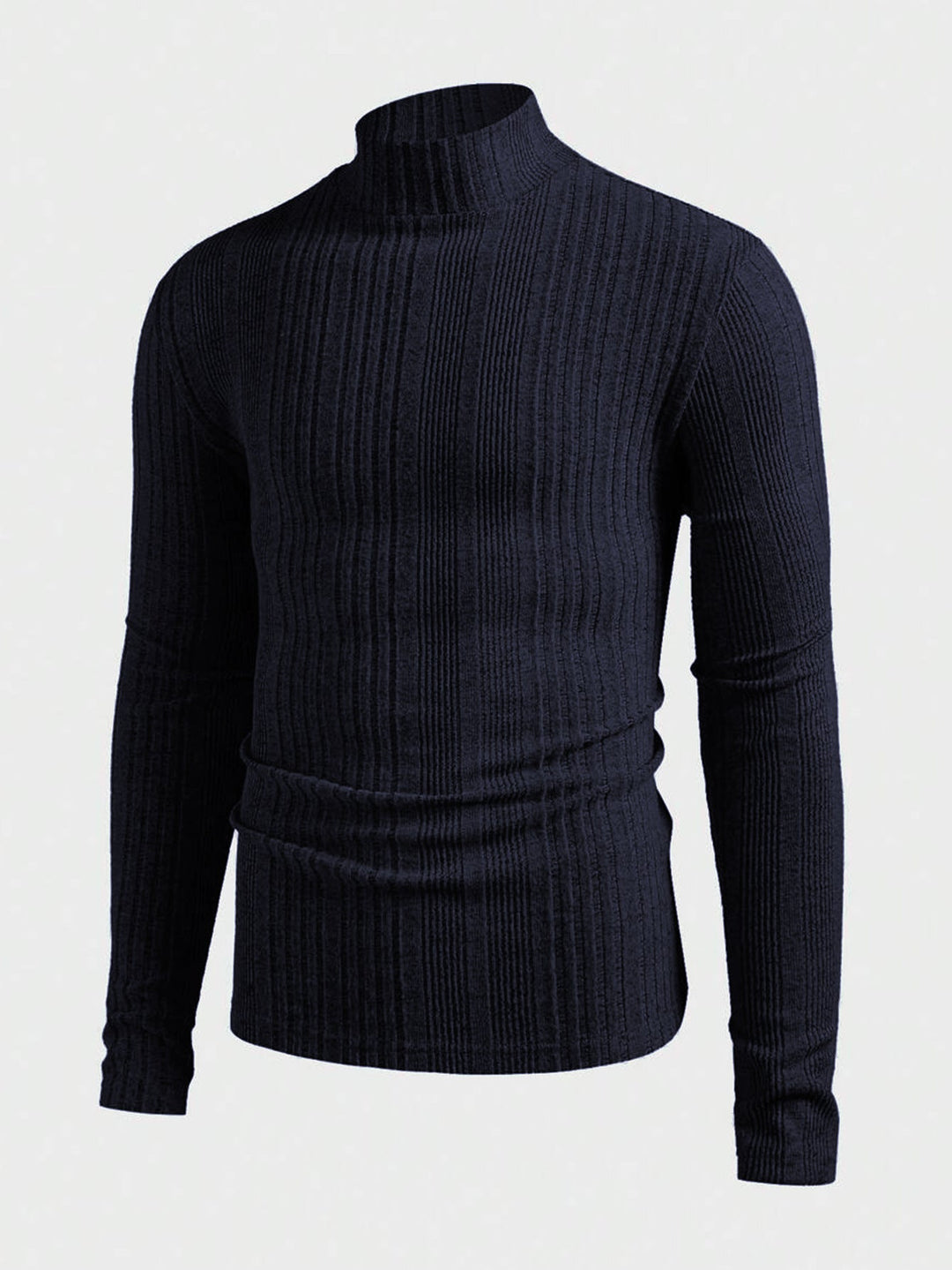 Herren Pullover Strick Hochkragen Rippoptik