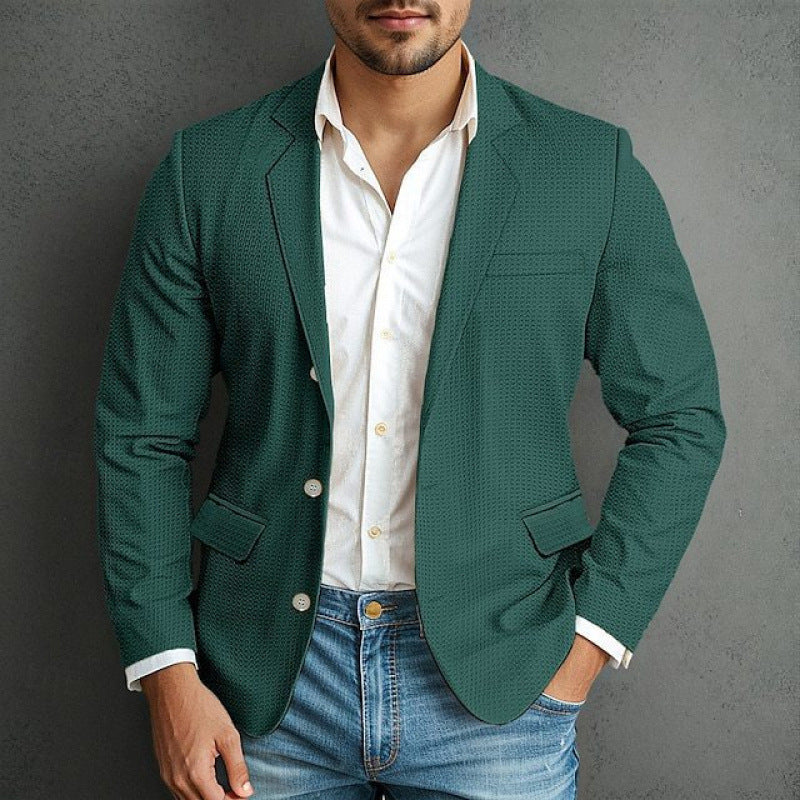 Men's Elegant Blazer with Zipper and Multiple Pockets
