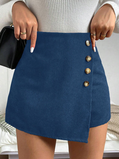 Women's Mini Skirt Figure-hugging Buttons Detail