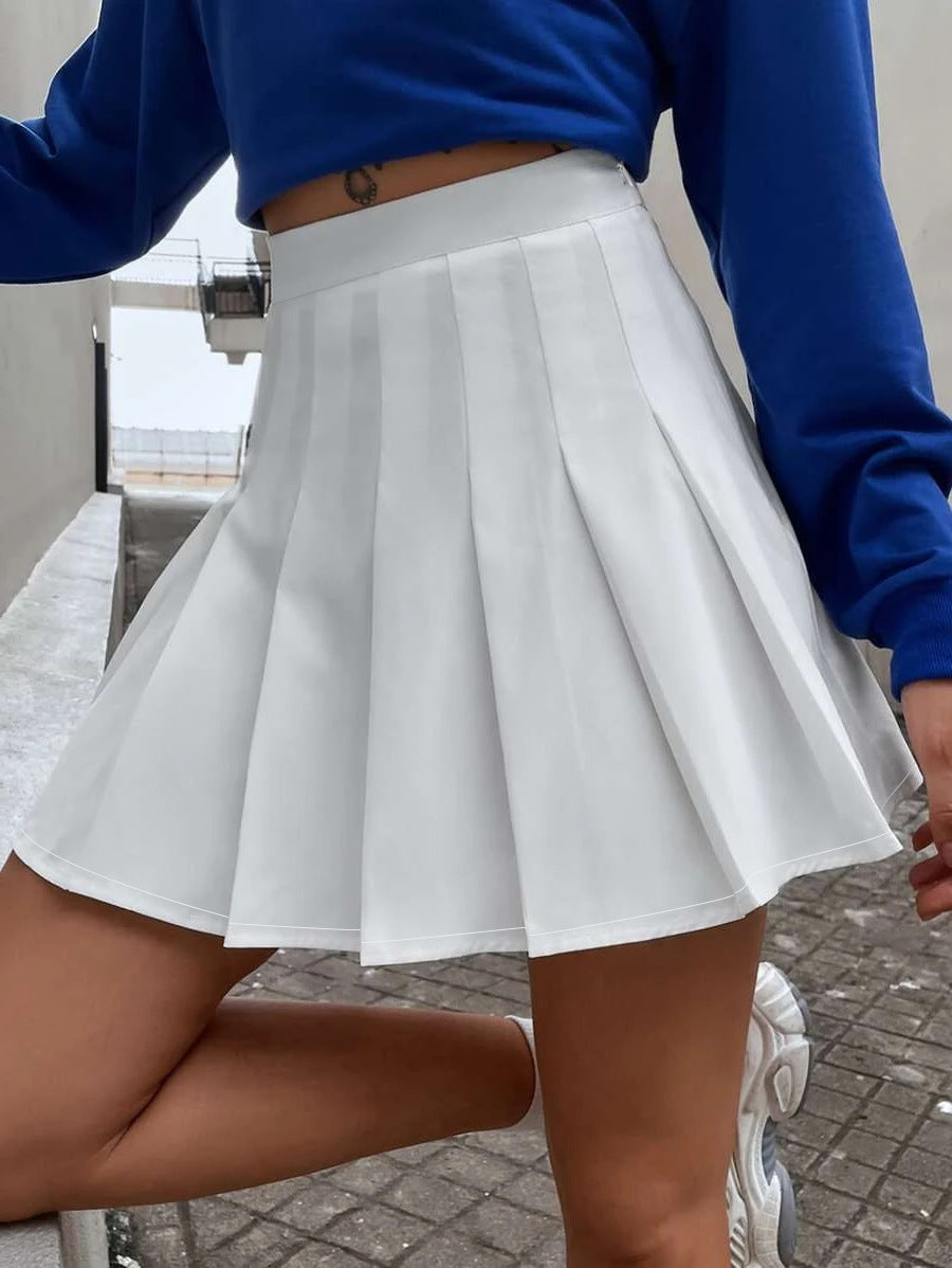 Damen Minirock Plissett Hochtailliert Elegant