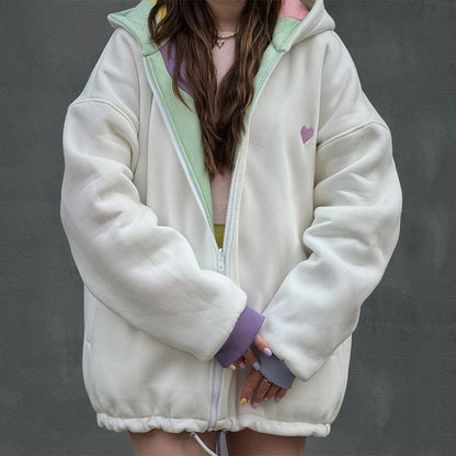 Women's Oversized Jacket Wave Pattern Trendy Hood