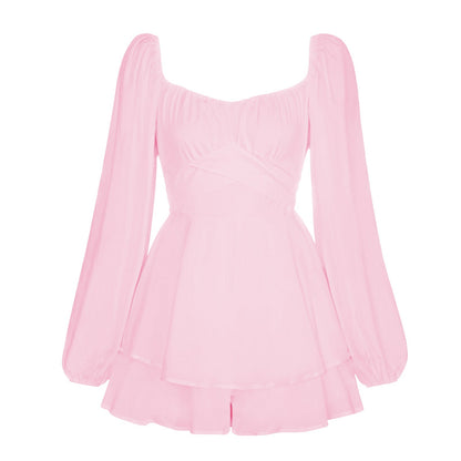 Women's Mini Dress Roman Puff Sleeve Design
