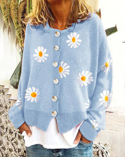 Women's Cardigan Long Sleeve Floral Pattern Elegance