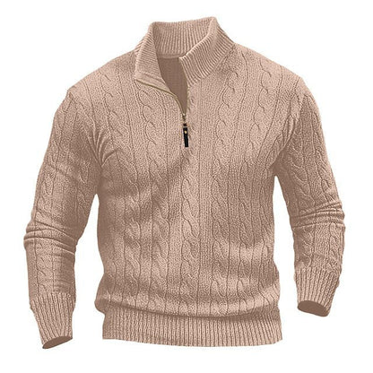 Men's Modern Cable Knit Jumper Open Collar