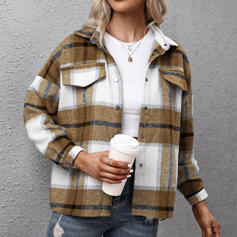 Women's Plaid Overshirt Casual Modern