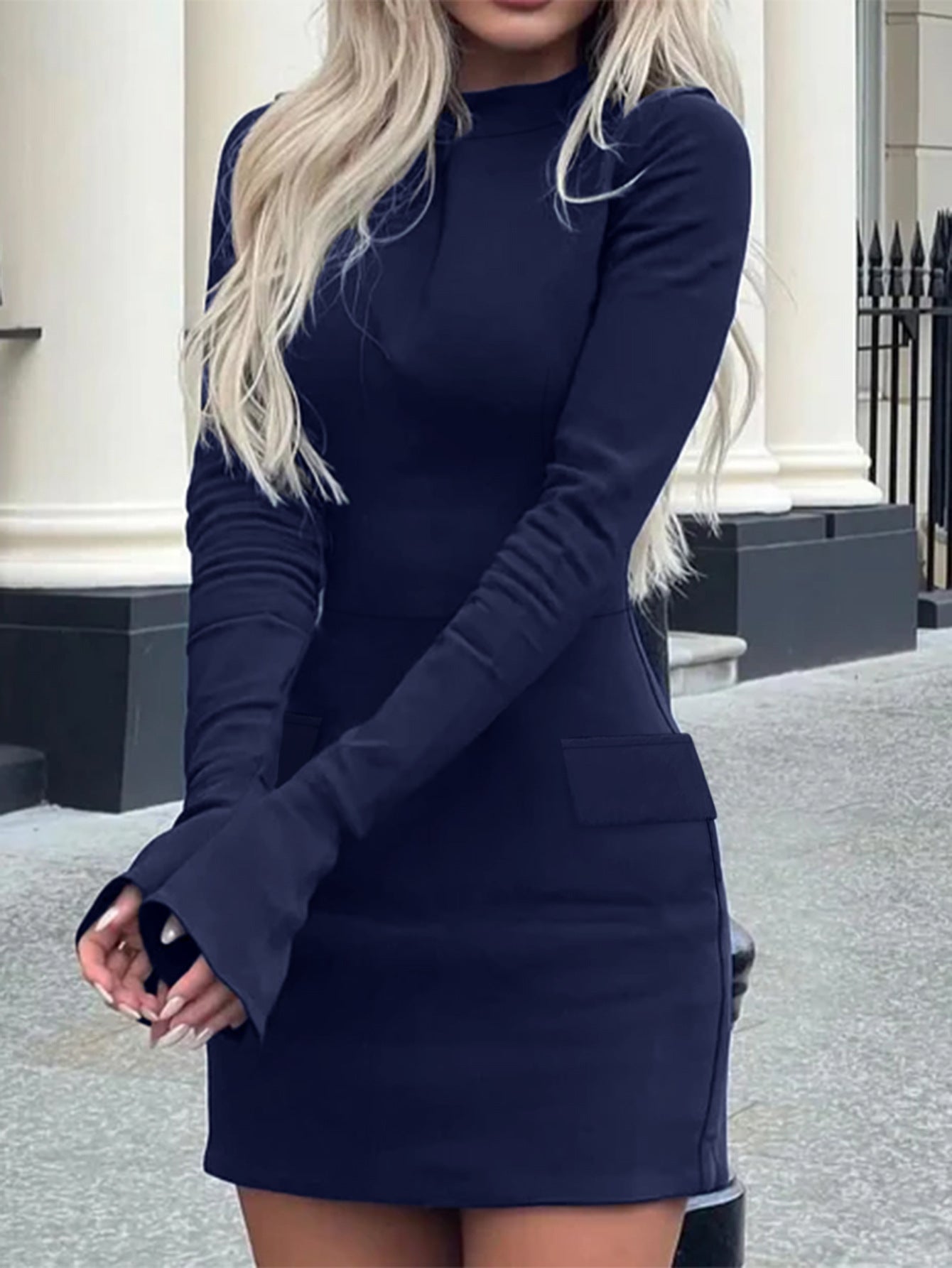 Women's Dress Elegant Mini Dress Fitted Wide Sleeves
