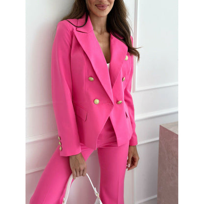 Women's Elegant Business Suit with Gold Buttons