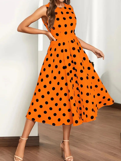 Women's A-Line Polka Dot Dress Summer Fashion