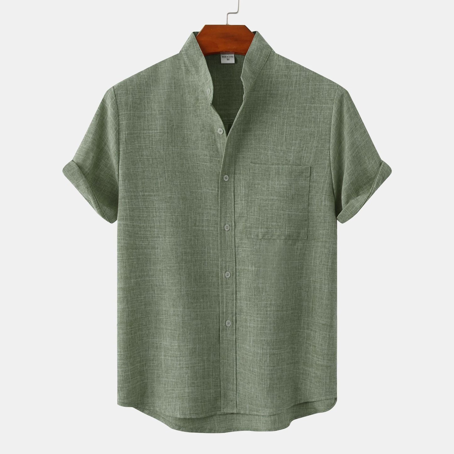 Men's Short-Sleeved Modern Stand-Up Collar Shirt