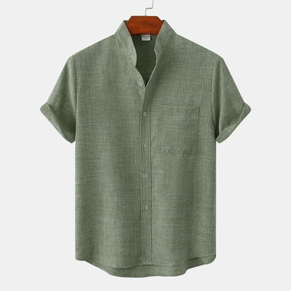 Men's Short-Sleeved Modern Stand-Up Collar Shirt