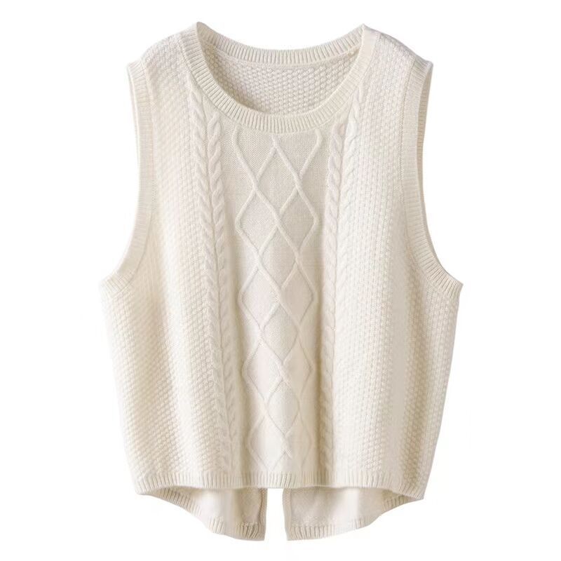 Women's Knitted Vest Sleeveless Cable Knit Modern Style