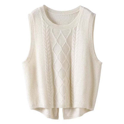 Women's Knitted Vest Sleeveless Cable Knit Modern Style