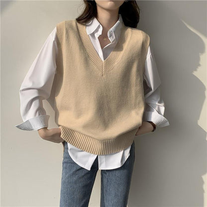 Women's Knitted Vest Sleeveless V-Neck Fashionable