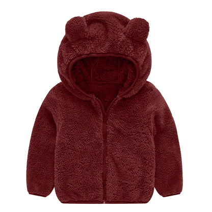 Women's Fleece Jacket Bear Ears Hat Warm Cuddly