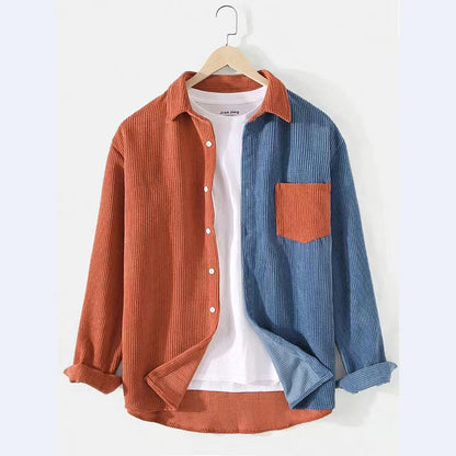 Men's Corduroy Shirt with Textured Look Chest Pocket