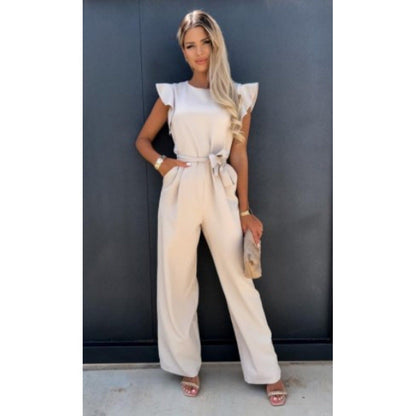 Women's Elegant Wide-Leg Ruffle Sleeve Jumpsuit