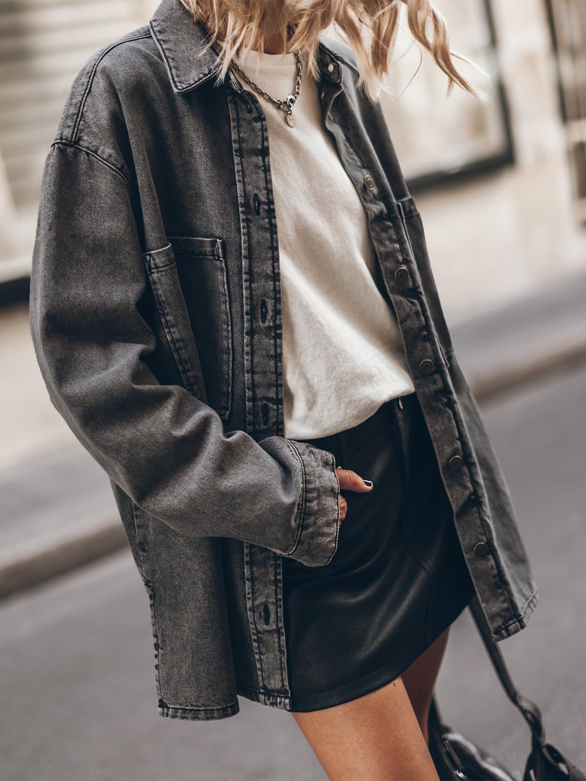 Women's Oversized Denim Jacket Trendy Summer Clothing