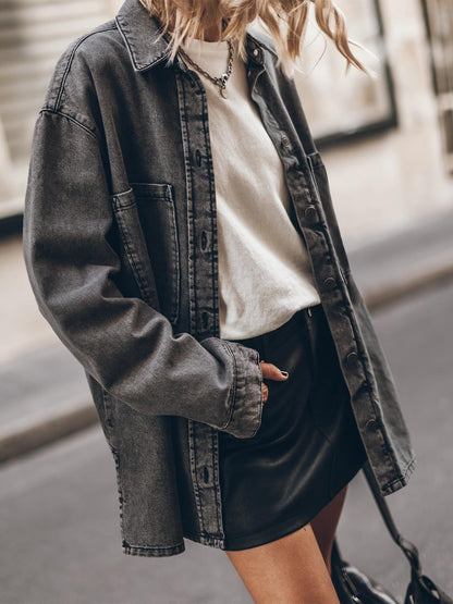 Women's Oversized Denim Jacket Trendy Summer Clothing