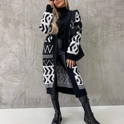 Women's Knitted Cardigan Generous Geometric Fashionable