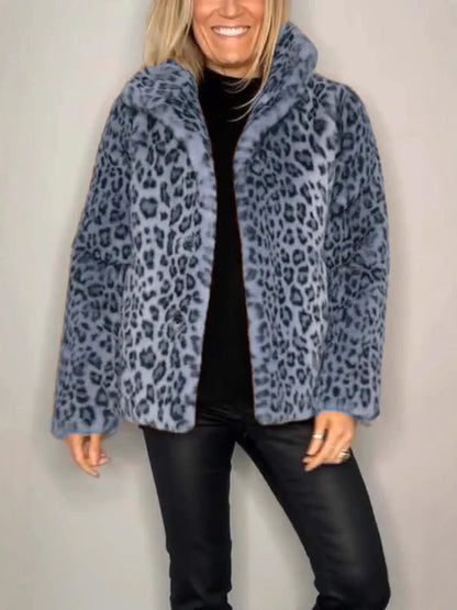 Women's Oversized Faux Fur Leopard Print Coat