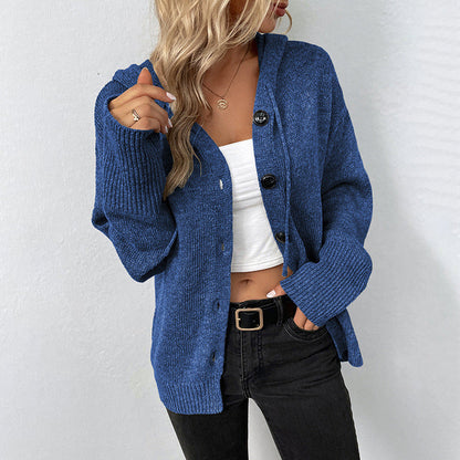 Women's Cardigan Hood Button Vintage Style