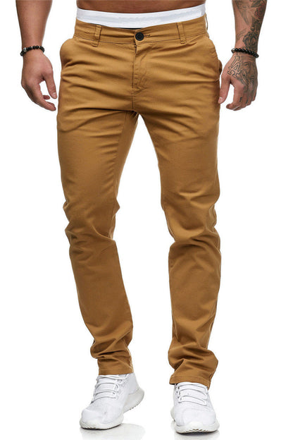 Men's Slim-Fit Chino Trousers Elegant Comfortable